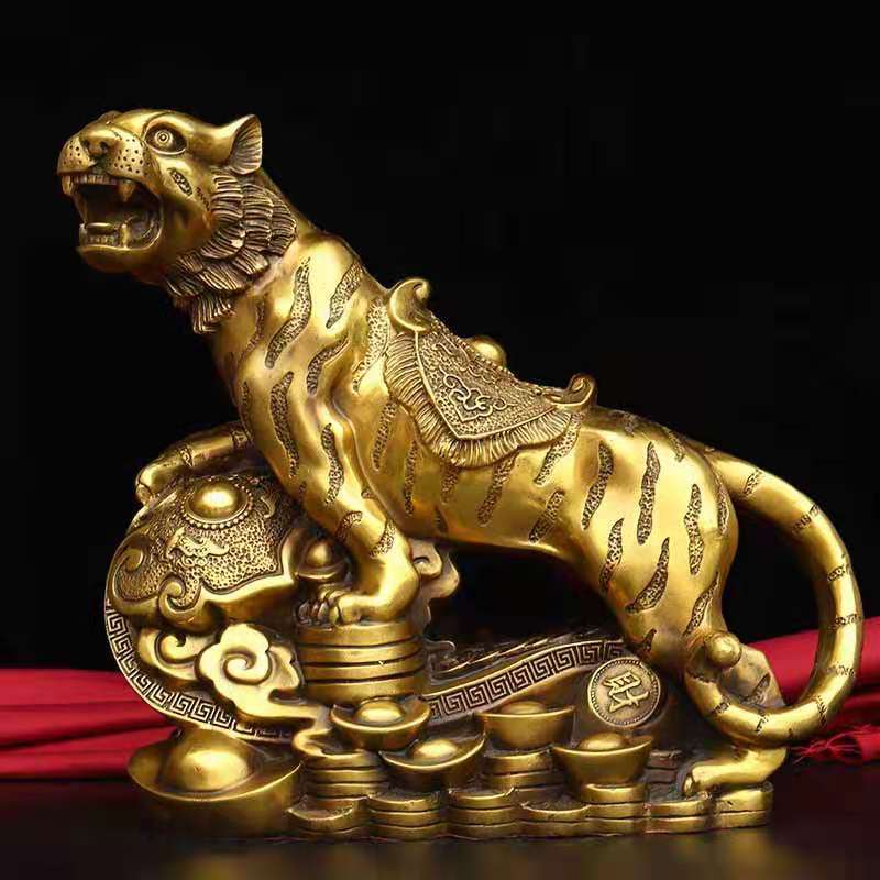 T Tiger เครื่องประดับทองแดงบริสุทธิ์ Ingot Ruyi Tiger Zodiac Tiger Uphill Tiger Roage Mountain River