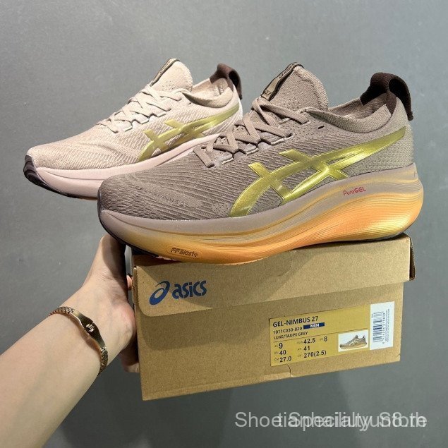 Asics Gel-Nimbus 27 รองเท้าวิ่งผู้ชายและผู้หญิง Gel-Nimbus 26 กันกระแทกกีฬารองเท้าน้ําหนักเบา SFRN