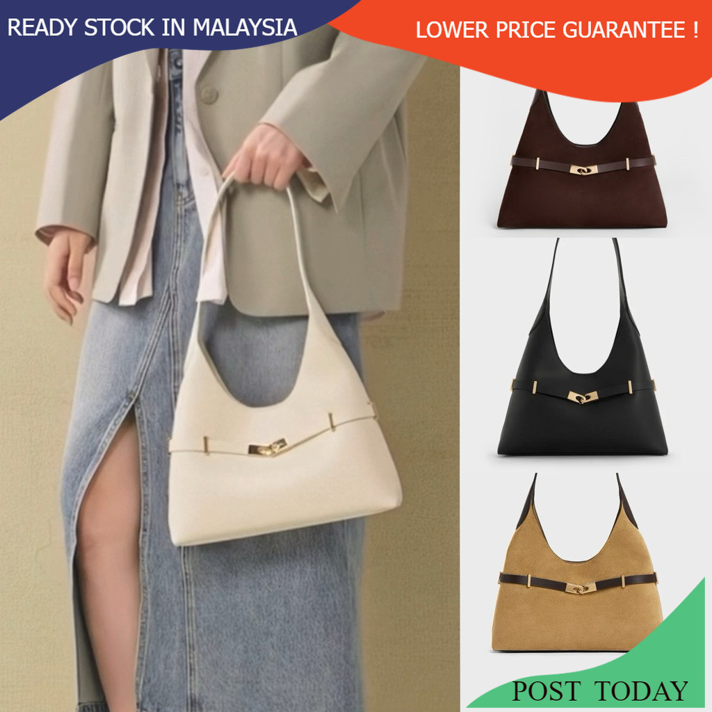 C_K Hobo Bag ArletCK Recycled Suede Metallic~Accent Belted Women Shoulder Bag