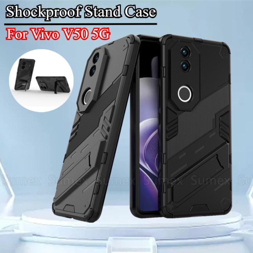 กันกระแทกยืนปลอกโทรศัพท์สําหรับVivo V50 5G V2427 2025 ซ่อนวงเล็บป้องกันกรณีAnti Fall HardปกหลังVivoV