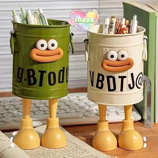 🆔888 กล่องเก็บเครื่องสำอาง ที่ใส่ปากกา ทําเอง รอบการ์ตูนสก์ท็อป ถังเก็บเครื่องเขียน💚🤍💗พร้อมส่ง