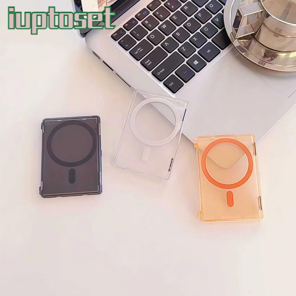 IUPTOSET สําหรับซองใส่บัตร MagSafe, ที่ใส่การ์ดขาตั้งแม่เหล็กกันกระแทกโปร่งใส,ด้านข้าง Push Ultra-thin ขาตั้งโทรศัพท์ฟังก์ชั่นกระเป๋าสตางค์โทรศัพท์สําหรับ