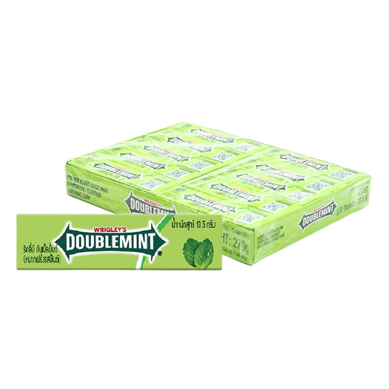 ริกลี่ย์ ดับเบิ้ลมินต์ หมากฝรั่งแบบแท่ง กลิ่นเปปเปอร์มินต์ 13.5 ก. x 20 (WRIGLEY'S Double Mint Gum 1