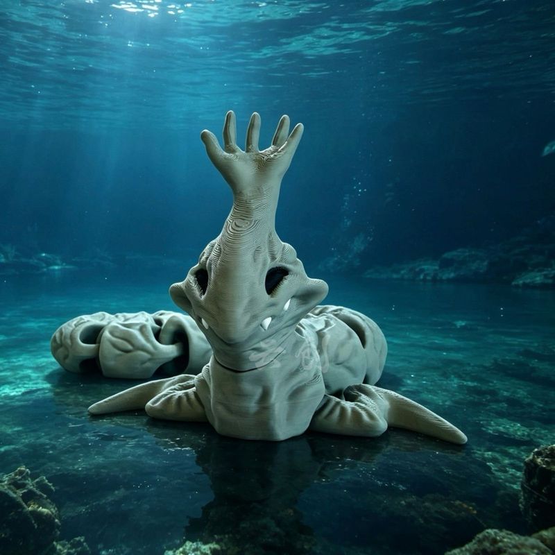 เรือฟรีทั้งร่างกาย 47 ซม.-ของขวัญเล่น Sea Monster Joint Movable Trend Lake Surface Stretching Monster