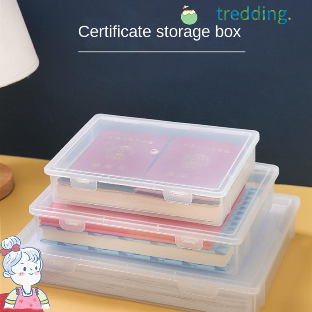Tredding491 กล่องใส่แฟ้มใบรับรอง, ที่เก็บเอกสารพลาสติก, กล่องจัดระเบียบ A4 ทรงสี่เหลี่ยม