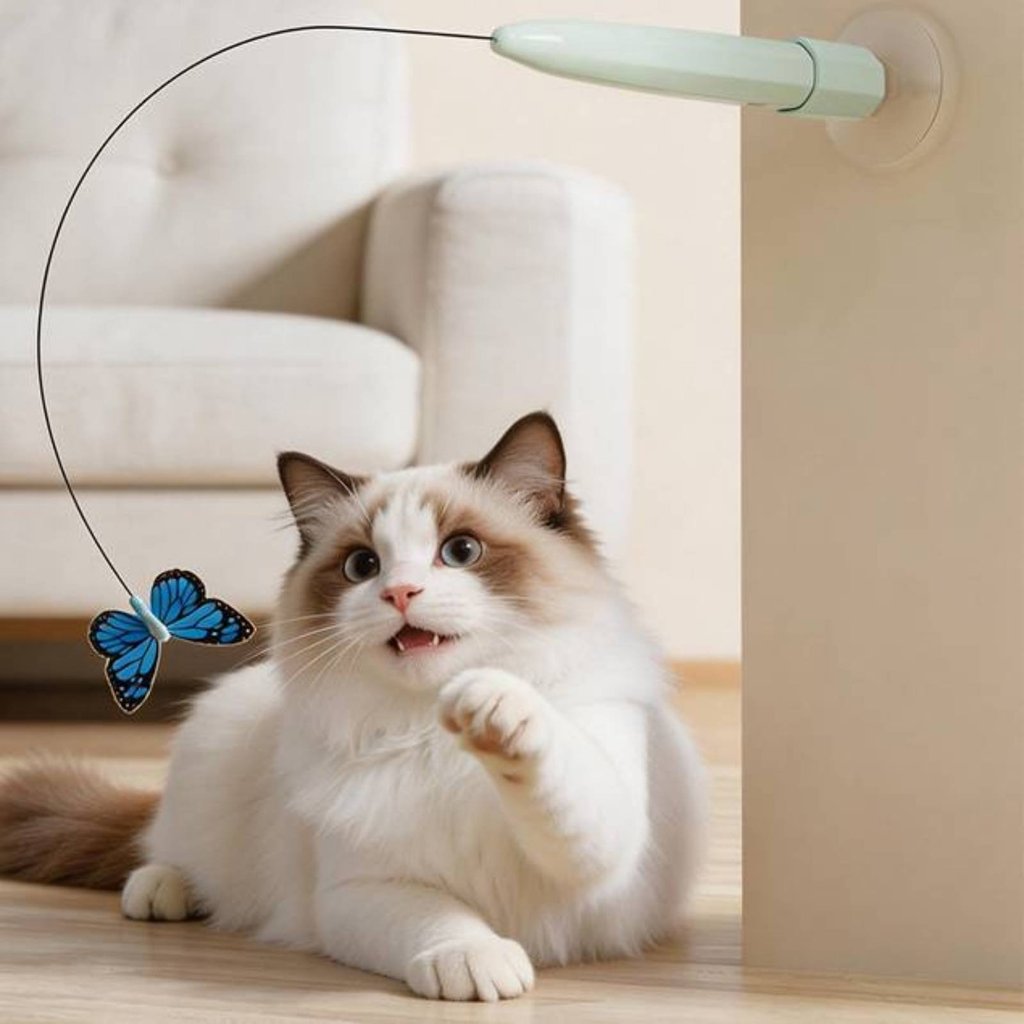 อัตโนมัติ Interactive Butterfly Feline ของเล่น Handsunattended ถ้วยดูด Feline Wand
