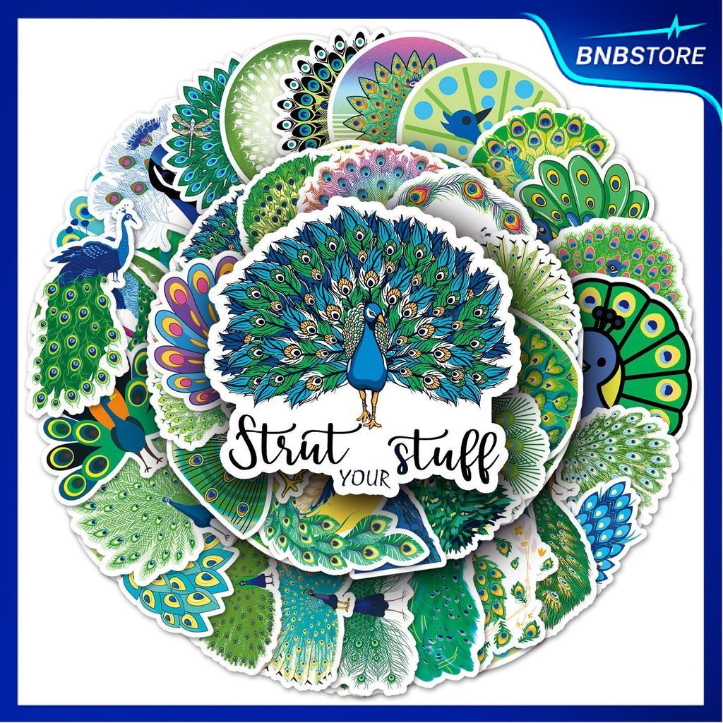 🍀ส่งจากไทย🍀 50ชิ้น สติกเกอร์ นกยูง กราฟฟิตี้ Peacock Peafowl Graffiti Sticker DIY กันน้ำ พร้อมส่ง
