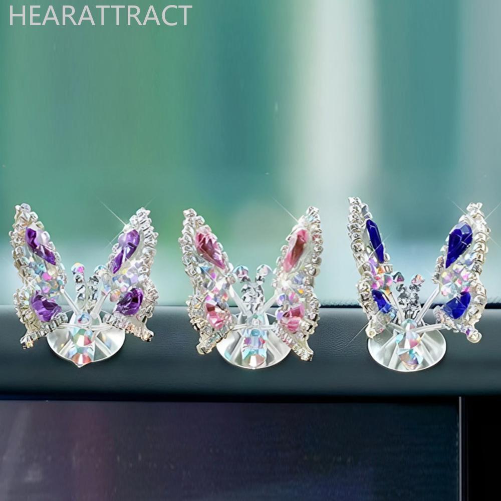 HEARATRACT รถสร้างสรรค์คริสตัล Rhinestone ย้ายผีเสื้อตกแต่ง Dashboard สําหรับ Boosting เครื่องประดับ