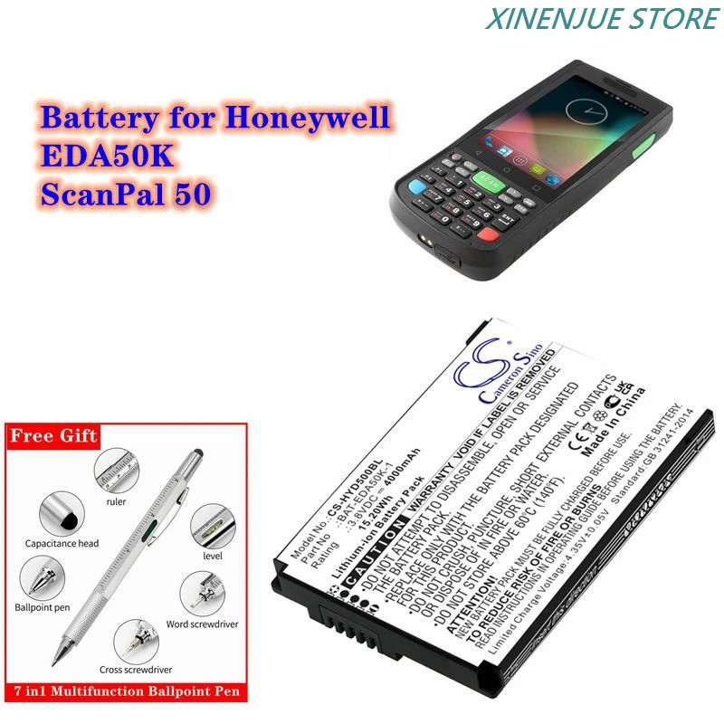 แบตเตอรี่เครื่องสแกนบาร์โค้ด 3.8V/4000mAh BAT-EDA50K-1 สําหรับ Honeywell EDA50K, ScanPal 50