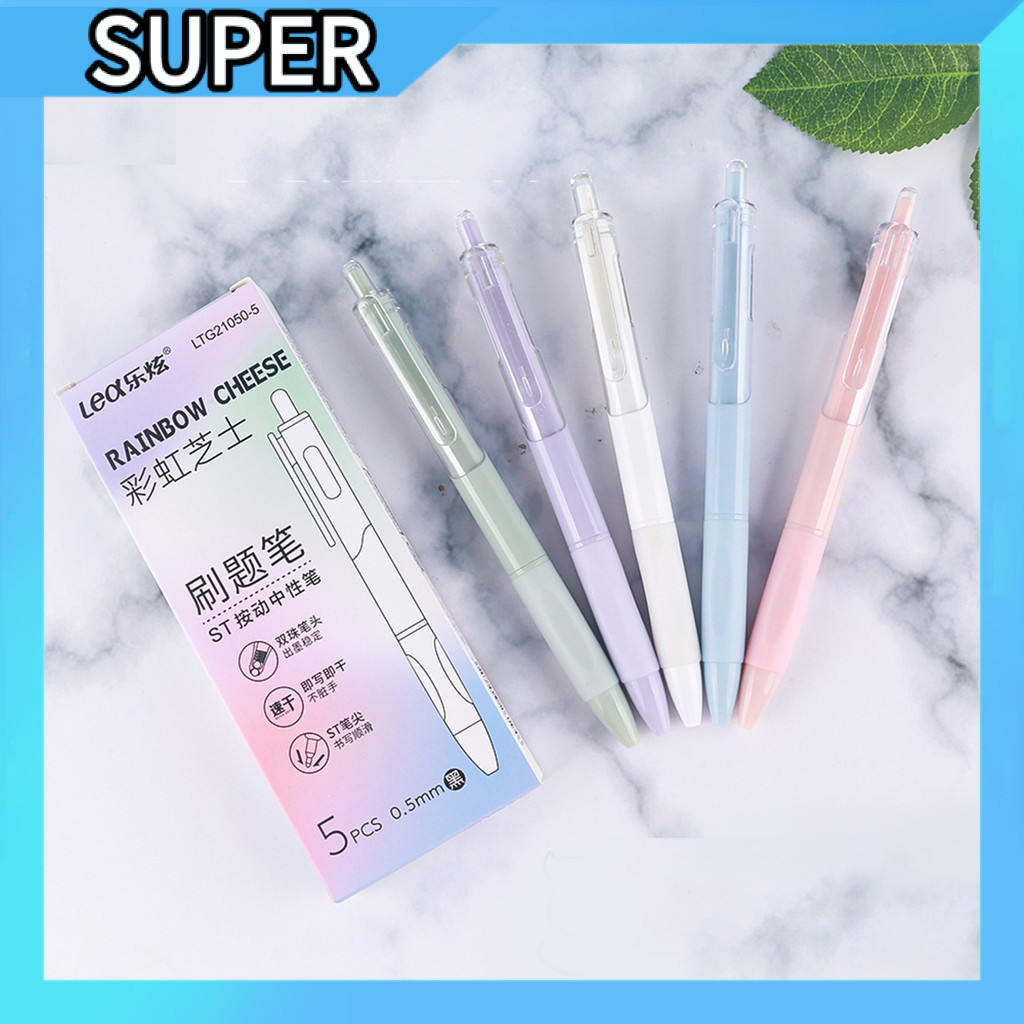กล่องปากกา ST หัวกลม 🖊️ Led เขียนลื่น 🍃 ปากกา 0.5 มม. 💧 ดีไซน์สวย ✨A00213