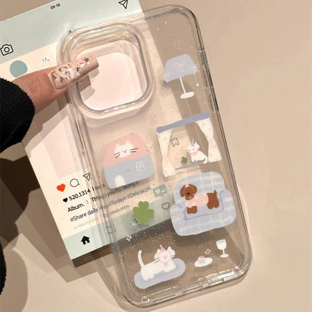 เคสโทรศัพท์ลายสุนัขน่ารักสำหรับ iPhone 16/15/14/13/12/11 Pro Max เปลือกคุณภาพสูง สวยงาม สะดุดตา กันกระแทกและทนทาน