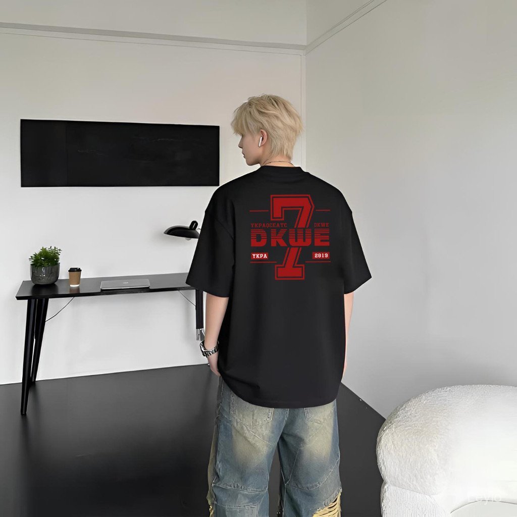 เสื้อยืดแขนสั้นคอกลม ทรงโอเวอร์ไซส์ สไตล์อเมริกันวินเทจ สำหรับผู้ชาย พิมพ์ลายตัวอักษร เสื้อยืดทรงหลวม ใส่สบาย เหมาะสำหรั
