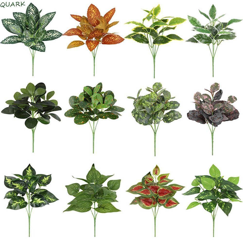 QUARK ประดิษฐ์พืชสีเขียวใบ, 7 หัว Perilla Leaf พืชสีเขียวกระถางต้นไม้,บอนไซตกแต่งพลาสติกเหมือนจริงเอ