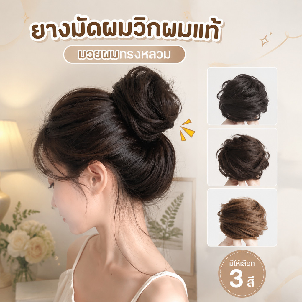 แฮร์พีชดังโงะ (มวยผม) - เพิ่มความหนาผม/มั่นใจ มัดเกล้า/วิกผมจุก/ม้วน สำหรับผู้ที่มีผมน้อย
