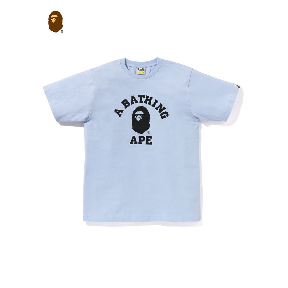 BAPE เสื้อยืด unisex ลําลอง ผ้าฝ้าย 100% เทรนด์แขนสั้นพิมพ์ลายตัวอักษร ape-head คลาสสิก
