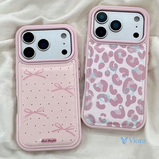 Pink Cartoon Leopard Print and Bow iPhone 17 16 15 14 13 12 11 Pro Max X XR XS Max 7 8 Plus