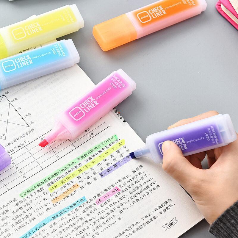 ปากกาไฮไลท์สีพาสเทล หัวตัดมุม จัมโบ้ ความจุใหญ่ มาร์คเกอร์เน้นข้อความ สีสะท้อนแสง สำหรับจดโน้ต อ่านหนังสือ