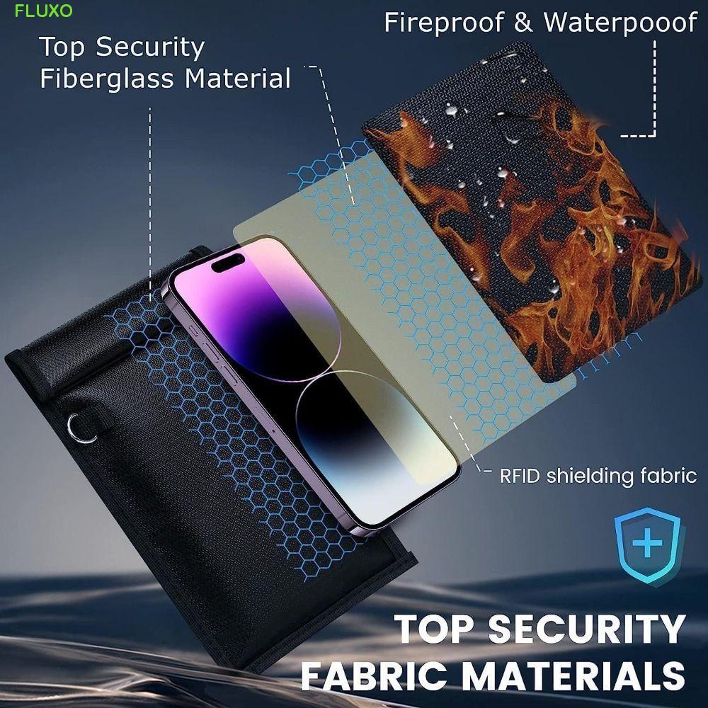 FLUXO Faraday Bag, กระเป๋าป้องกันสารหน่วงสารป้องกัน EMF, 4 ประเภทป้องกันการติดตามสัญญาณสีดําปิดกั้นโทรศัพท์มือถือกรณีบล็อก
