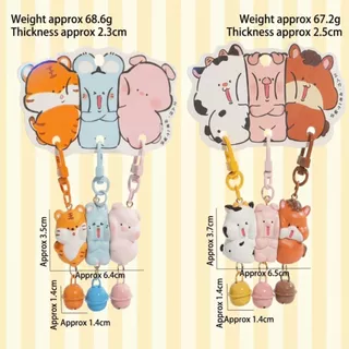 HLAR 3 ชิ้นชุดพวงกุญแจ Snap แม่เหล็ก, การ์ตูนเรซิ่นสัตว์พวงกุญแจ, Charms แม่เหล็กมินิพวงกุญแจชุดของขวัญเพื่อน
