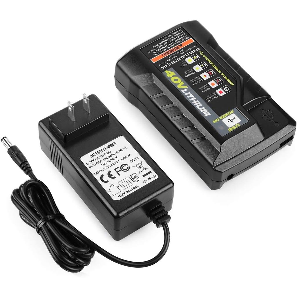 OP404 สําหรับ Ryobi 40V แบตเตอรี่ Charger ใช้งานร่วมกับ Ryobi 40V แบตเตอรี่ลิเธียม OP4015 OP4026 OP4