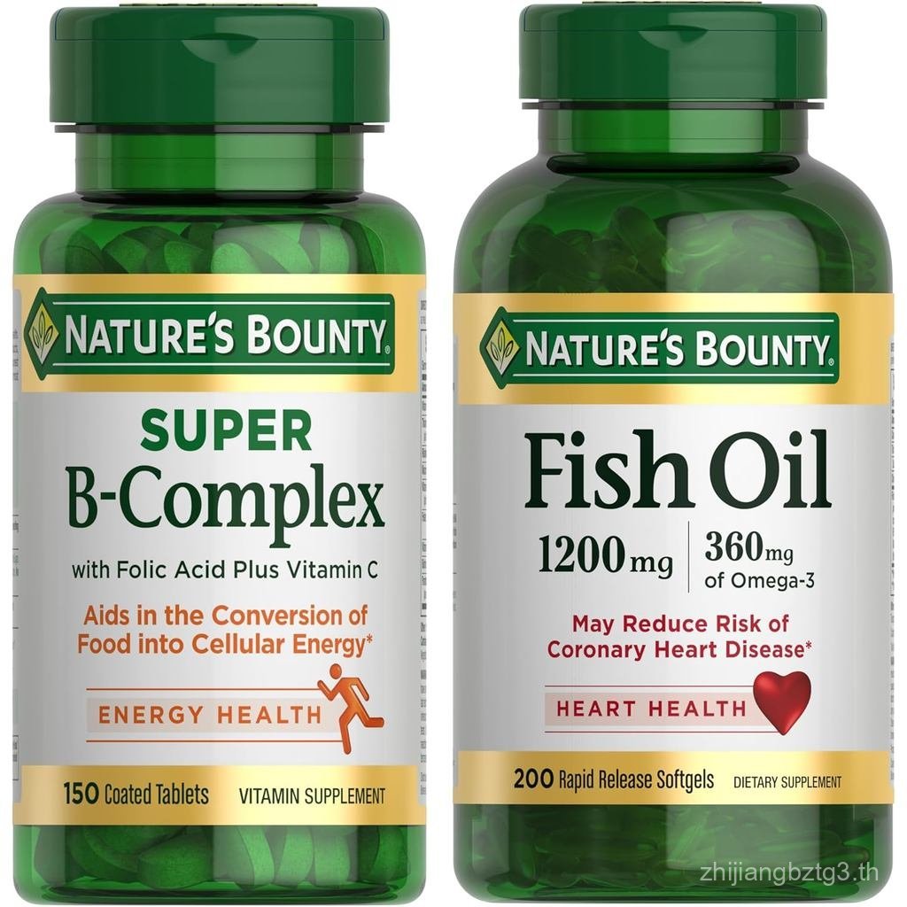 Natures Bounty Energy & Heart Health Bundle: er B Complex Vitamins with Vitamin C & Folic Acid (150 
