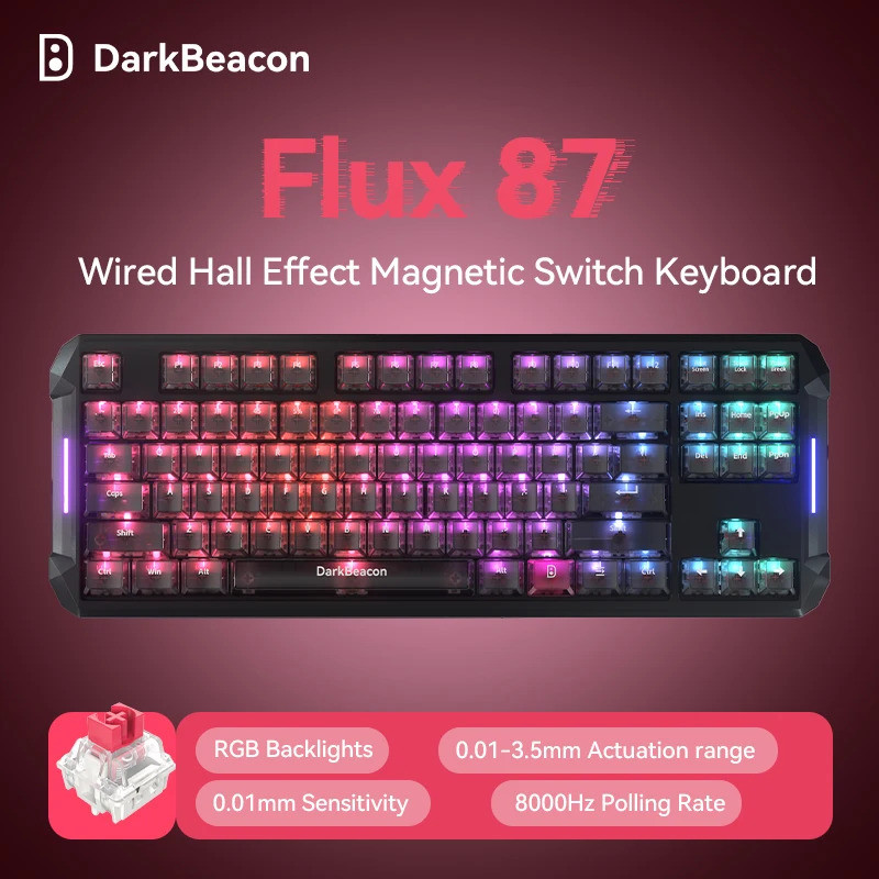 DarkBeacon คีย์บอร์ดสวิตช์แม่เหล็กแบบมีสาย Type-C Typist 87 คีย์ Gaming Hall Effect คีย์บอร์ด 80% เค