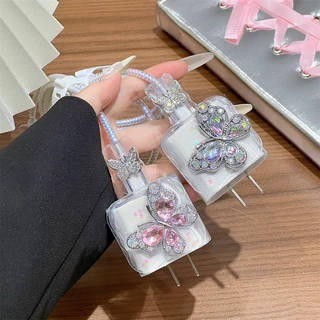เคสป้องกันหัวชาร์จและสายชาร์จ ลายผีเสื้อ สำหรับ iPhone 18W / 20W อุปกรณ์เสริมสำหรับชาร์จเร็ว