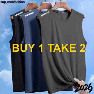 Buy 1 Take 2 Plus Size Summer Mesh Sando for Men Quick-drying Thin Sleeveless Top Plain Vest M-5XL Black/White/Grey/Blue