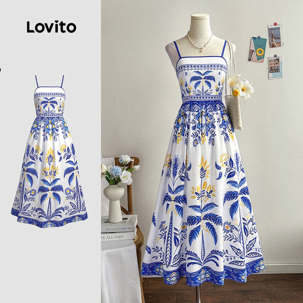 Lovito  แพทเทิร์นชุดเดรสโบโฮ เดรสฤดูใบไม้ผลิ/ฤดูร้อน มีซิป สําหรับผู้หญิง LK4LD2229 ราคา ถูกที่สุด ดีลบีเคเค