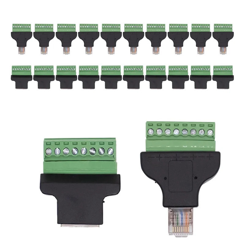 2/4/8PCS RJ45 ชายสกรู Terminal Adaptor RJ45 หญิง 8 Pin Connector RJ45 Splitter สําหรับกล้องวงจรปิด D