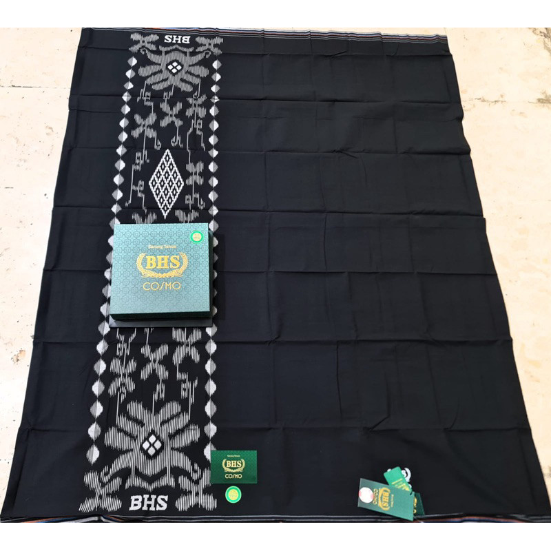 Haji Sarung BHS Cosmo Plain Black GOLD bhs สีธรรมดา bhs 969