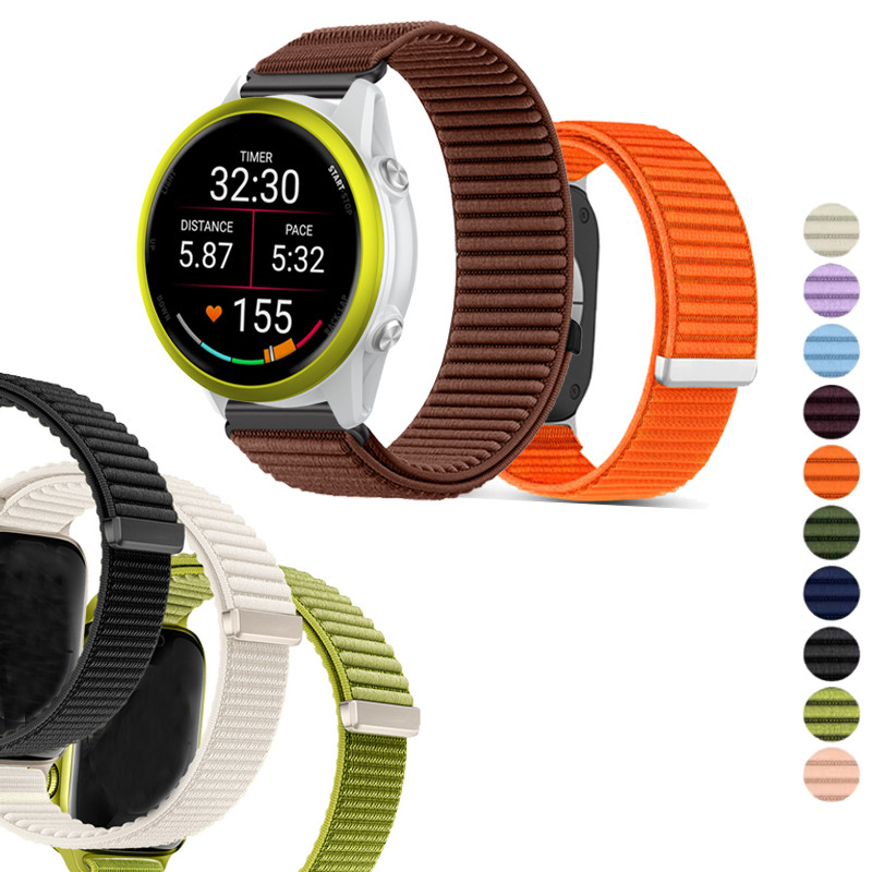 ไนลอนถัก Sport Loop Band สําหรับ Garmin Forerunner 70/170 265 255 245 255S 265S 245M 645M 55 158 165 เพลง 970 570 42 มม.47 มม.Breathable คลาสสิกสายนาฬิกา