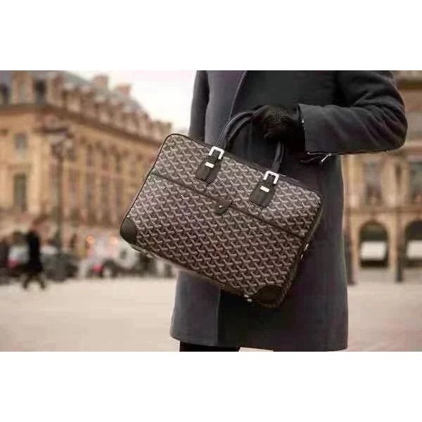 Goyard Goyard กระเป๋าเอกสารธุรกิจแฟชั่นพิมพ์ธุรกิจกระเป๋าเอกสารแบบพกพา Crossbody กระเป๋าแล็ปท็อปแบบพ