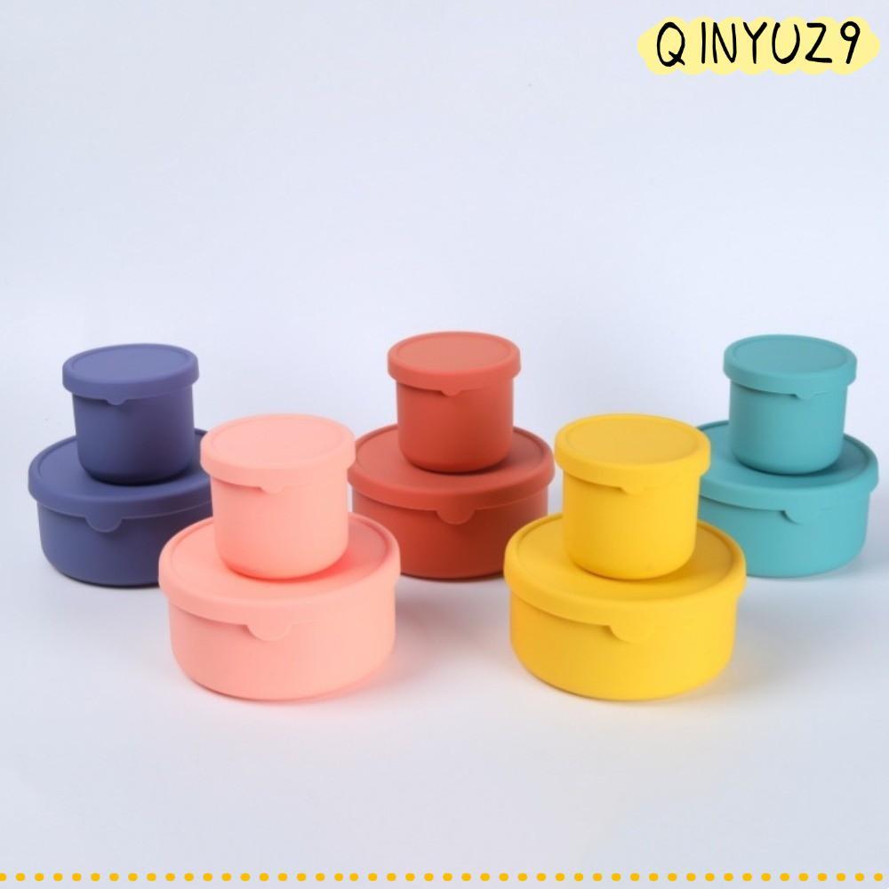 QINYUZ9QX คอนเทนเนอร์ขนมขบเคี้ยว,ซิลิโคน BPA ฟรีสลัดกล่อง,ฝาปิดรั่วซึม Non-stick 250ml 700ml Fook กล