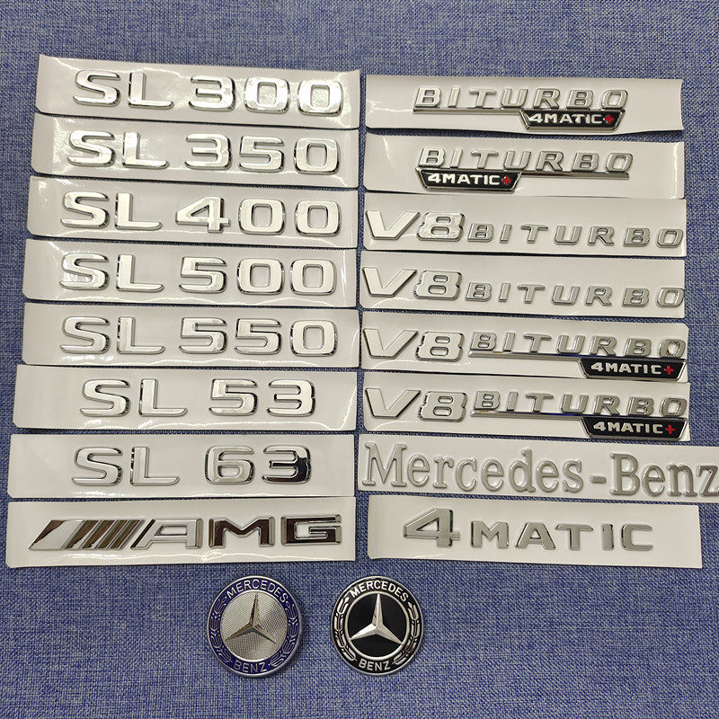 Mercedes-Benz SL-Class SL550SL300SL350SL400SL500SL63AMG โลโก้รถ Word โลโก้ด้านหลังสติกเกอร์การปรับเป