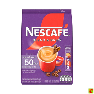 เนสกาแฟ เบลนด์ แอนด์ บรู กาแฟปรุงสำเร็จ สูตรน้ำตาลน้อย 15 ก. แพ็ค 27