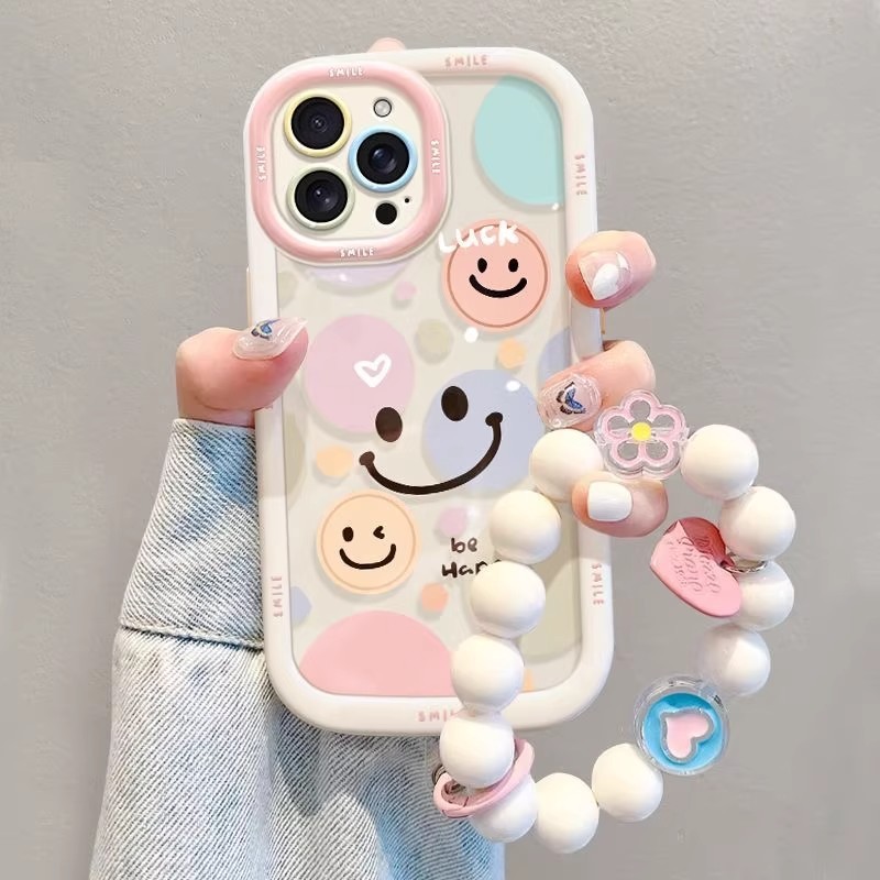 วงกลมหน้ายิ้มเหมาะสําหรับ 15pro ที่ไม่ซ้ํากัน 16proma เคสโทรศัพท์ Apple ipone17 ยุโรปและอเมริกา 13 N