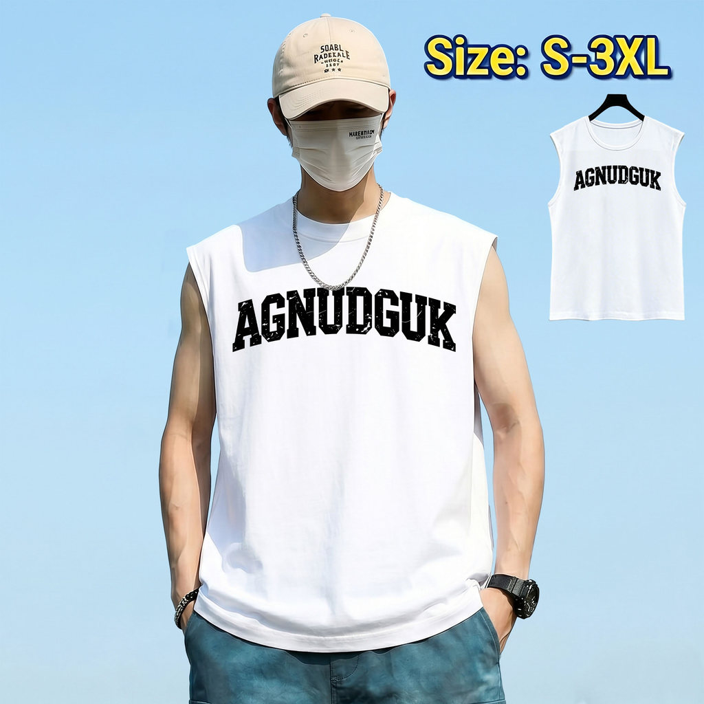 Sea.Tee เสื้อแขนกุด oversize ผ้าCotton100% เสื้อวินเทจ sleeveless vest ใส่สบาย 'AGNUDGUK' 3XL