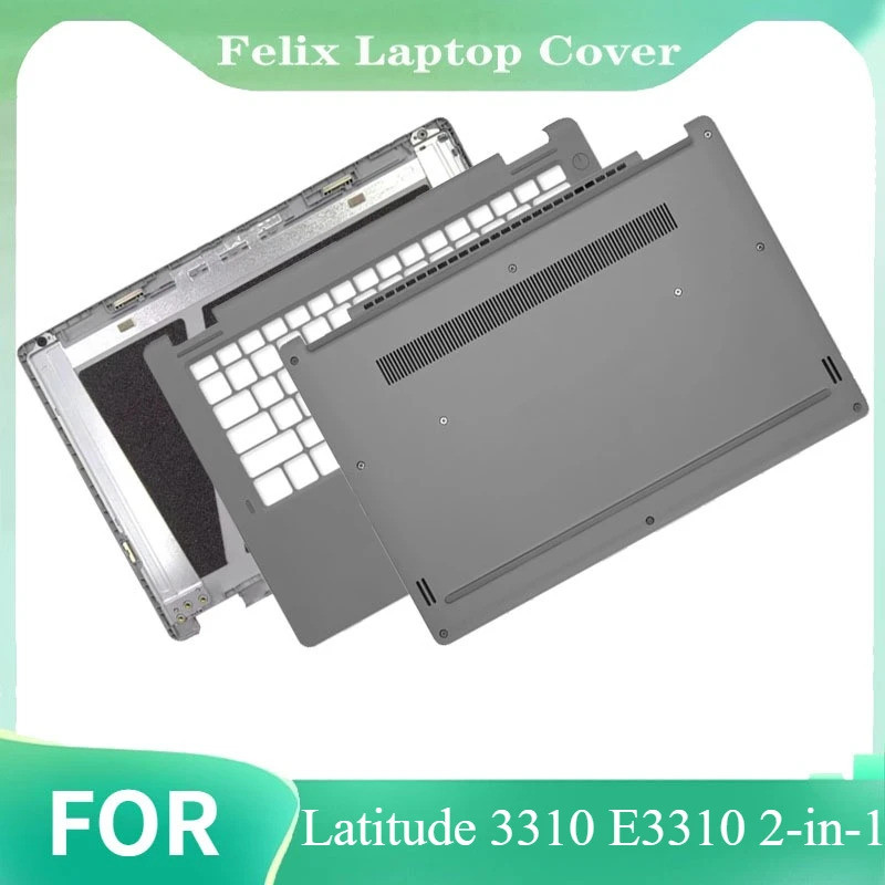 เปลี่ยนฝาครอบแล็ปท็อปปกหลัง LCD Palmrest Upper Top Case Lower ด้านล่างสําหรับ Latitude 3310 E3310 2-