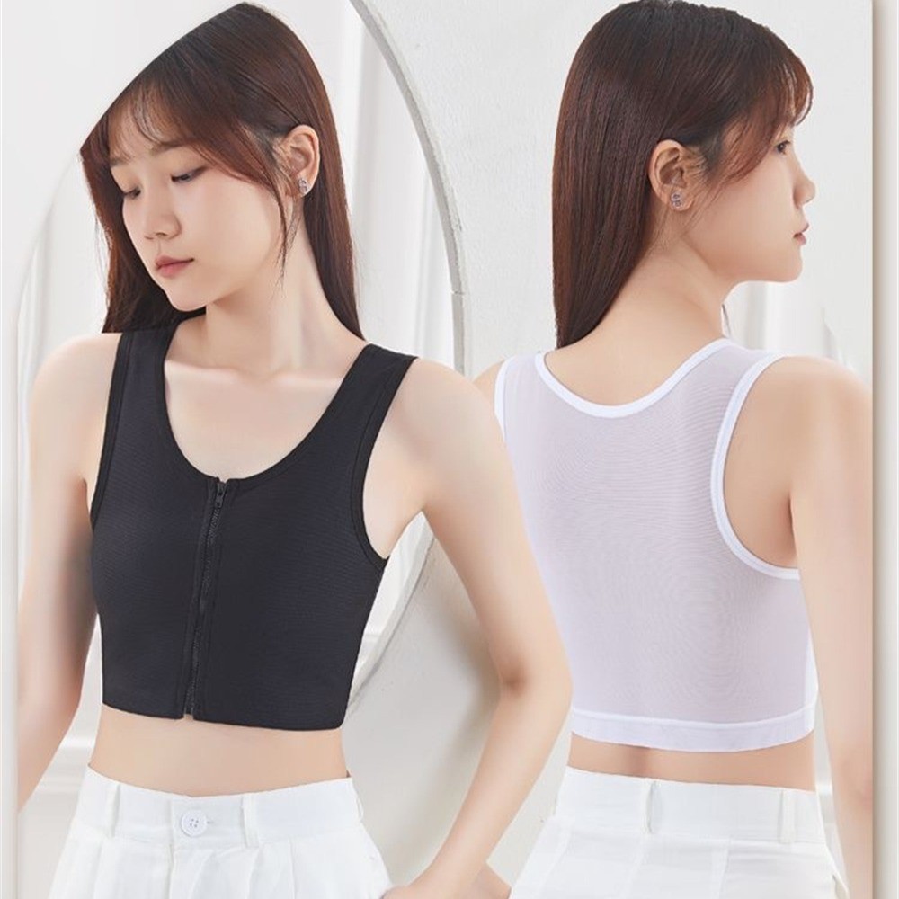 เสื้อครอปซิปครึ่งตัว รัดอกกระชับ ป้องกันหย่อนคล้อย