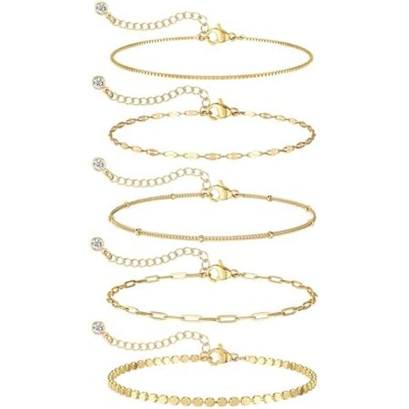 MBW Silver Plated Bracelets for Women, Dainty Silver Bracelets for Women Set Bracelet Stack Waterpro