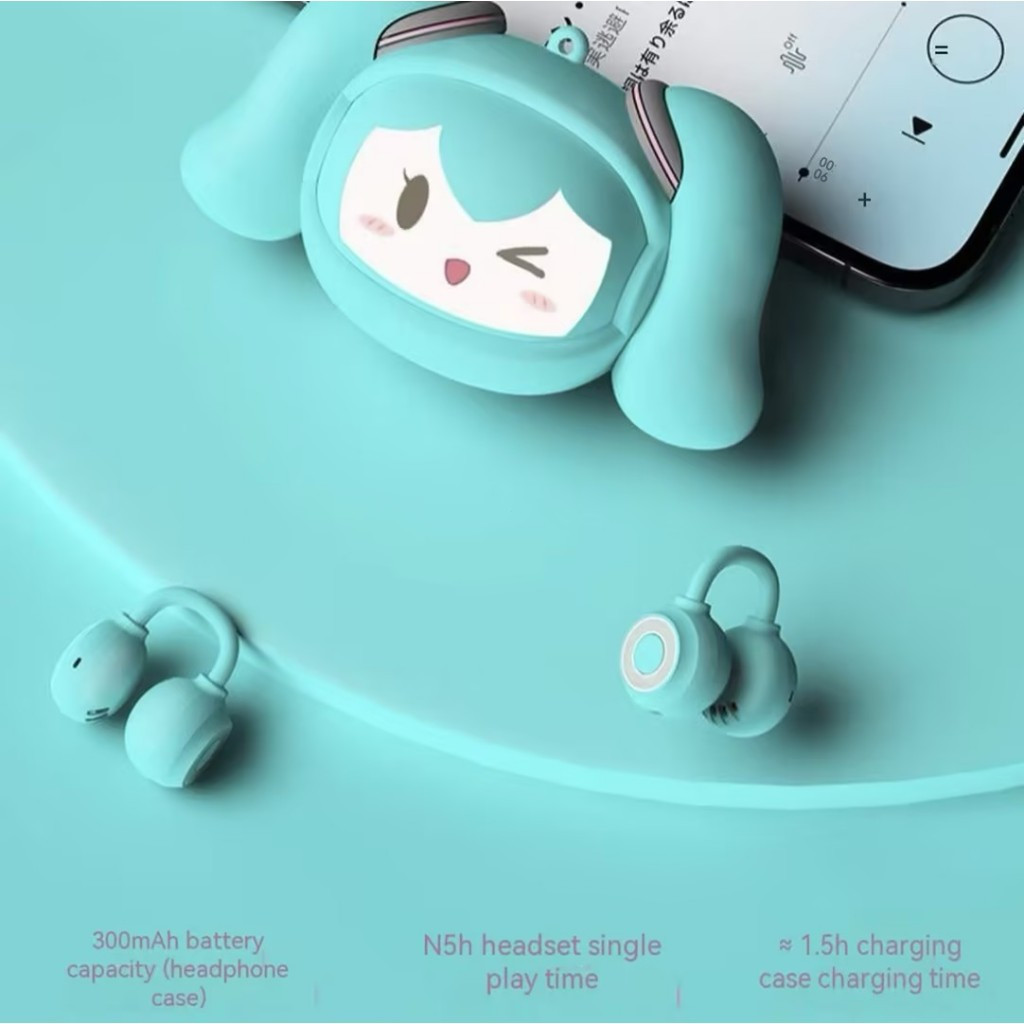 Hot Luxub คลิปบนหูฟังบลูทูธ Hatsune Miku ใบหน้าเปลี่ยนไร้สายแบบพกพาทุกวันสําหรับแฟนอะนิเมะอะนิเมะ RC-FUN200