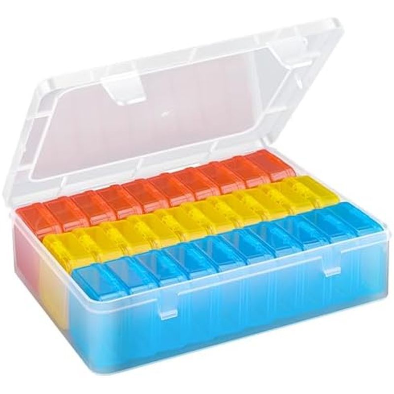 Mathtoxyz Bead Organizer Box, 31Pcs Small Beads Organizers and Storage Plastic Cases Mini Clear Dimo