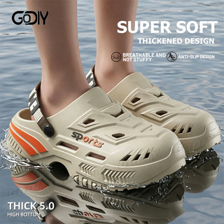 Sandal Men Sleeper Built Outdoor Clogs All Match Casual Thick Soled Lightweight Non-slip Breathable