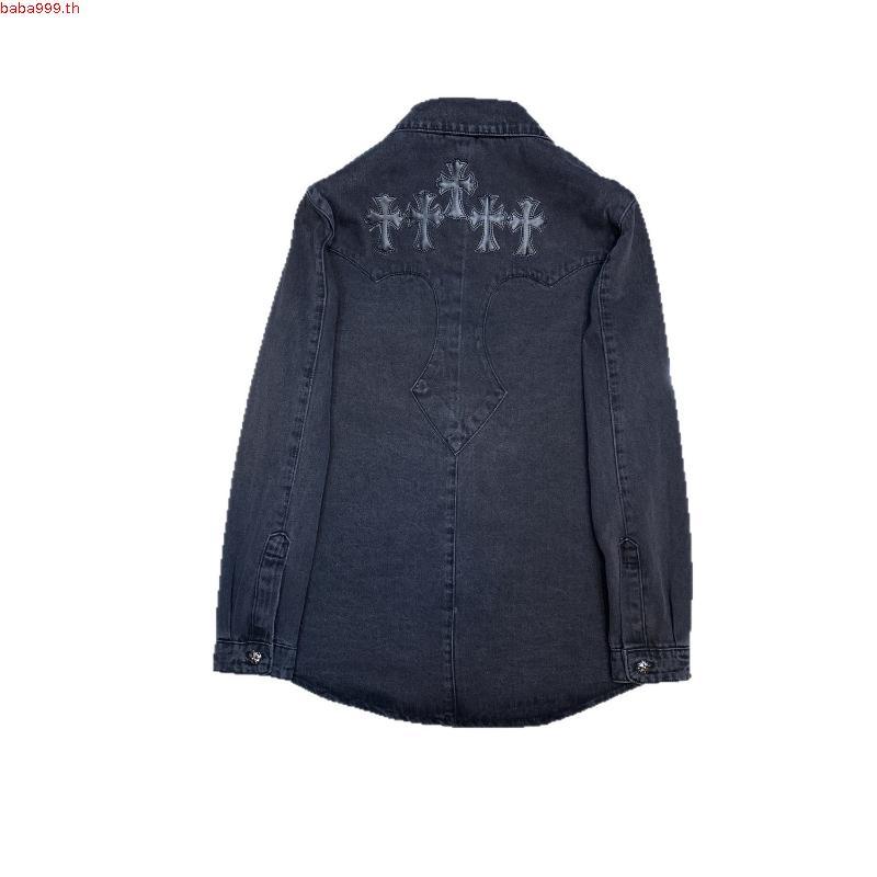 Chrome Hearts Chrome Hearts Chrome Hearts 2026 เสื้อแจ็คเก็ตยีนส์หนังไขว้ด้านหลัง