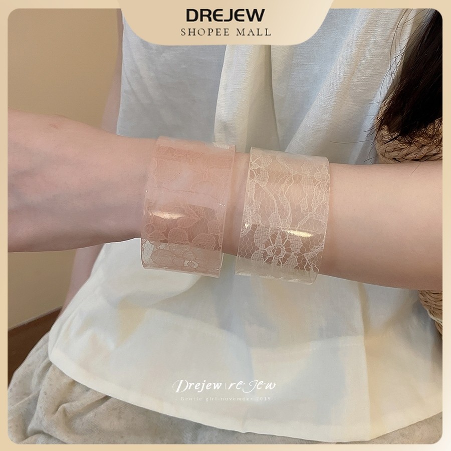 เดรช ผู้หญิงลูกไม้โปร่งใสพิมพ์อะคริลิคเปิดข้อมือกําไลข้อมือ,หวานเย็นออกแบบสไตล์อุปกรณ์เสริมสําหรับสวมใส่ทุกวัน, สตรีทแวร์ และชุดลําลอง