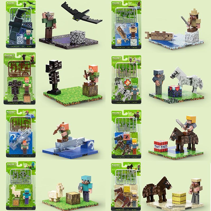 Minecraft สินค้าแม่เหล็ก Cube Building Block Minifigure End อาวุธสัตว์ประกอบรุ่นการศึกษา Boy