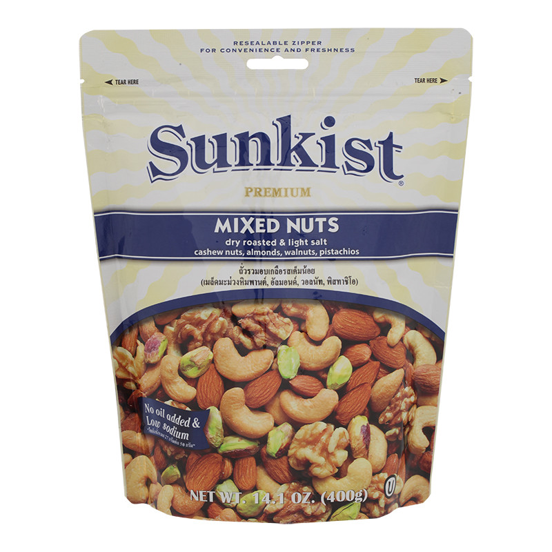 ซันคิสท์ถั่วรวมอบเกลือรสเค็มน้อย 400ก Sunkist Dry Roasted and Light Salt Mixed Nuts 400g [8850096770