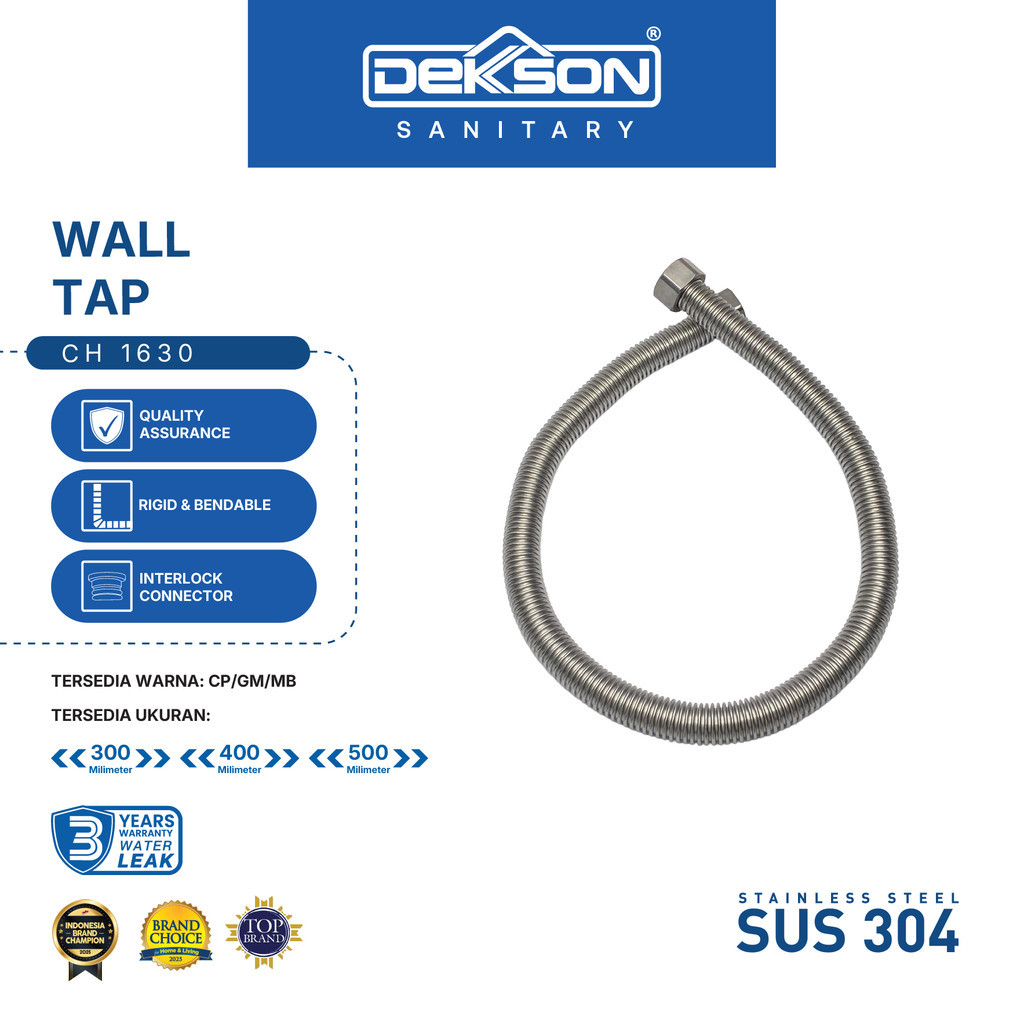 DEKKSON ท่อเครื่องทําน้ําอุ่น SUS 304 ท่อลูกฟูกระดับพรีเมียมแบบยืดหยุ่น SUS 304 CH 1630 ท่อแบบยืดหยุ