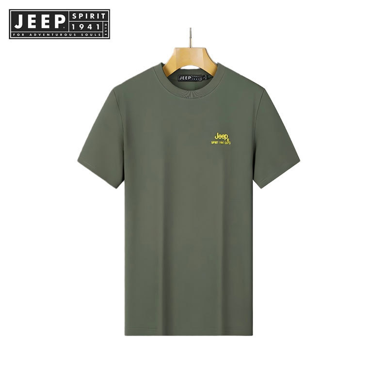 JEEP SPIRIT 1941 ESTD เสื้อเชิ้ตแขนสั้นคอกลมบางฤดูร้อนสําหรับผู้ชาย